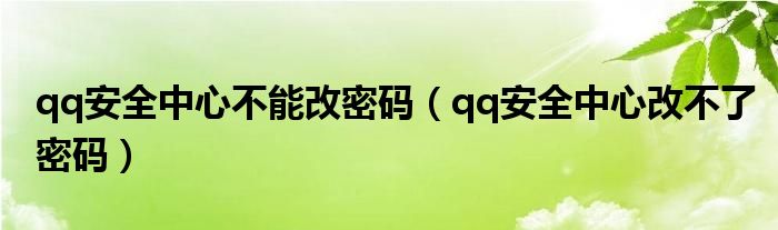 qq安全中心不能改密码（qq安全中心改不了密码）