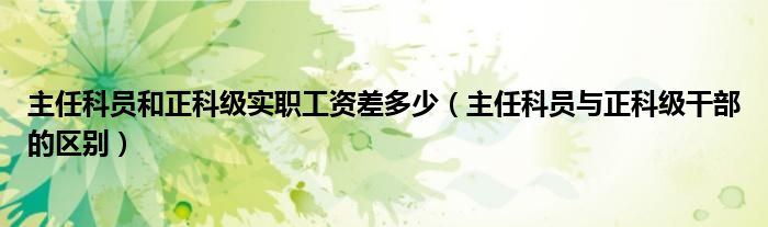 主任科员和正科级实职工资差多少（主任科员与正科级干部的区别）