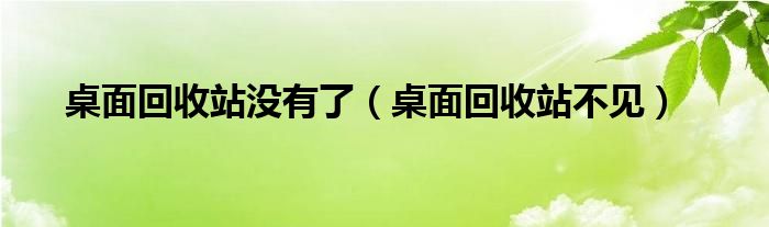 桌面回收站没有了（桌面回收站不见）