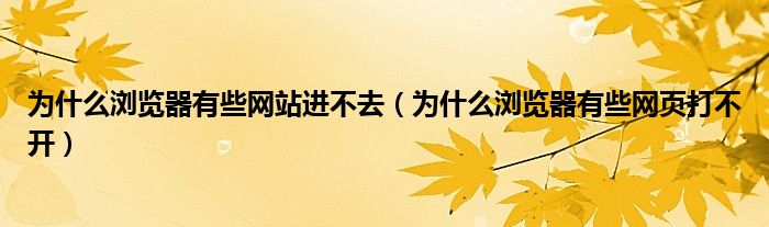 为什么浏览器有些网站进不去（为什么浏览器有些网页打不开）