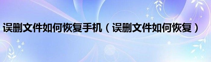 误删文件如何恢复手机（误删文件如何恢复）