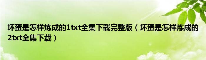 坏蛋是怎样炼成的1txt全集下载完整版（坏蛋是怎样炼成的2txt全集下载）