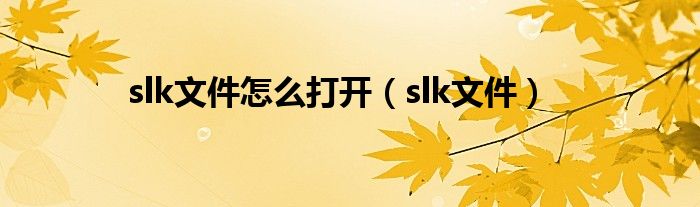 slk文件怎么打开（slk文件）