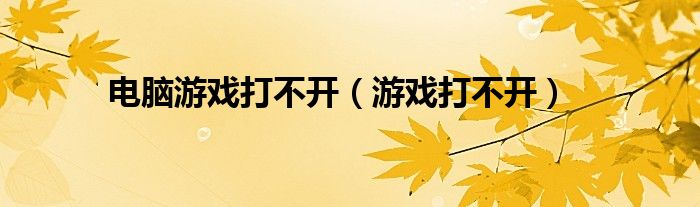 电脑游戏打不开（游戏打不开）