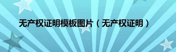 无产权证明模板图片（无产权证明）