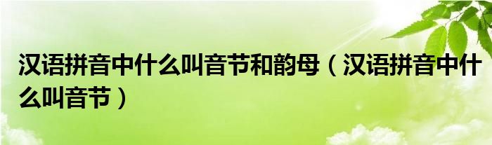 汉语拼音中什么叫音节和韵母（汉语拼音中什么叫音节）