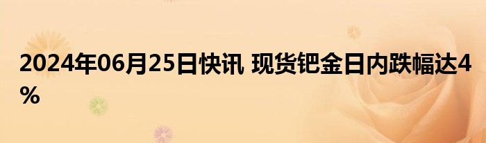 2024年06月25日快讯 现货钯金日内跌幅达4%