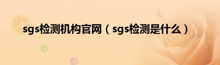 sgs检测机构官网（sgs检测是什么）