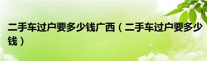 二手车过户要多少钱广西（二手车过户要多少钱）