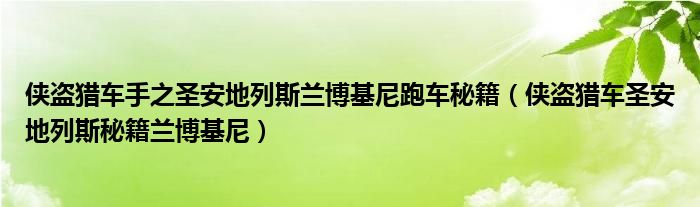 侠盗猎车手之圣安地列斯兰博基尼跑车秘籍（侠盗猎车圣安地列斯秘籍兰博基尼）