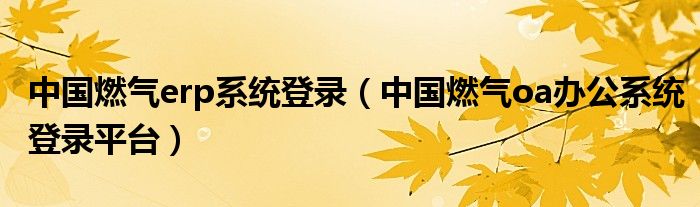 中国燃气erp系统登录（中国燃气oa办公系统登录平台）