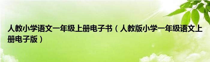 人教小学语文一年级上册电子书（人教版小学一年级语文上册电子版）