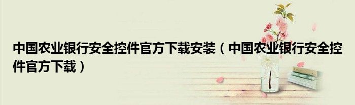 中国农业银行安全控件官方下载安装（中国农业银行安全控件官方下载）