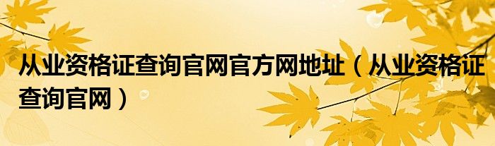 从业资格证查询官网官方网地址（从业资格证查询官网）