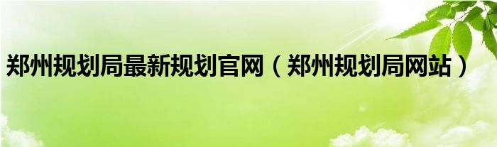 郑州规划局最新规划官网（郑州规划局网站）