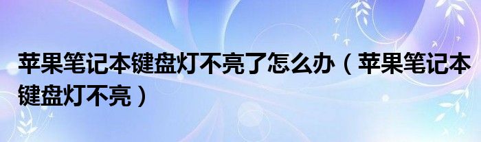 苹果笔记本键盘灯不亮了怎么办（苹果笔记本键盘灯不亮）