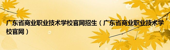 广东省商业职业技术学校官网招生（广东省商业职业技术学校官网）