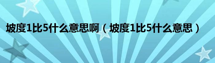 坡度1比5什么意思啊（坡度1比5什么意思）