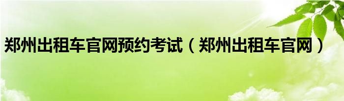 郑州出租车官网预约考试（郑州出租车官网）