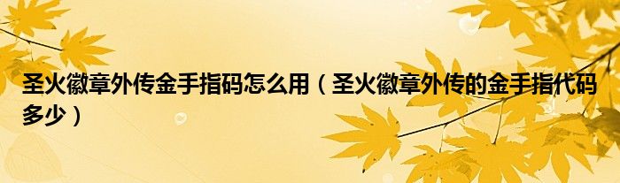 圣火徽章外传金手指码怎么用（圣火徽章外传的金手指代码多少）