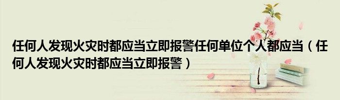 任何人发现火灾时都应当立即报警任何单位个人都应当（任何人发现火灾时都应当立即报警）