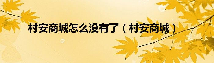 村安商城怎么没有了（村安商城）