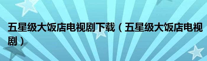 五星级大饭店电视剧下载（五星级大饭店电视剧）