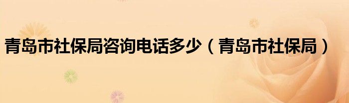 青岛市社保局咨询电话多少（青岛市社保局）