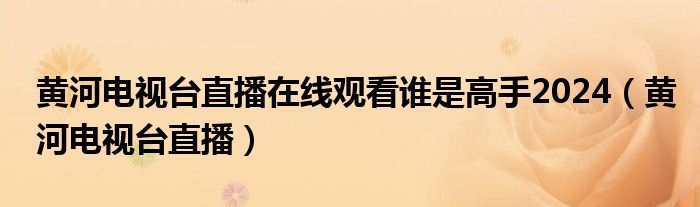 黄河电视台直播在线观看谁是高手2024（黄河电视台直播）