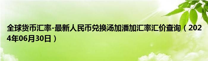 全球货币汇率-最新人民币兑换汤加潘加汇率汇价查询（2024年06月30日）