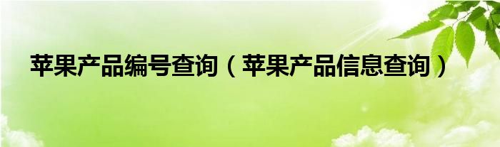 苹果产品编号查询（苹果产品信息查询）