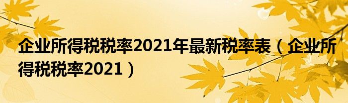 企业所得税税率2021年最新税率表（企业所得税税率2021）