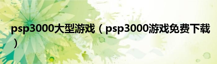 psp3000大型游戏（psp3000游戏免费下载）