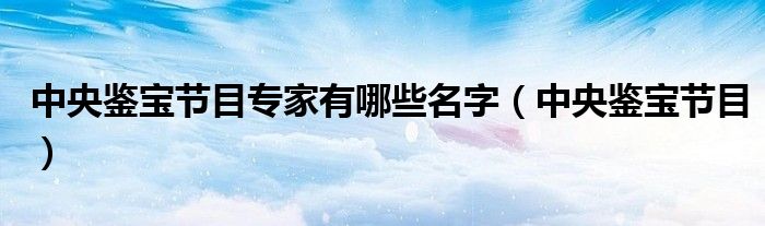 中央鉴宝节目专家有哪些名字（中央鉴宝节目）