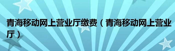 青海移动网上营业厅缴费（青海移动网上营业厅）