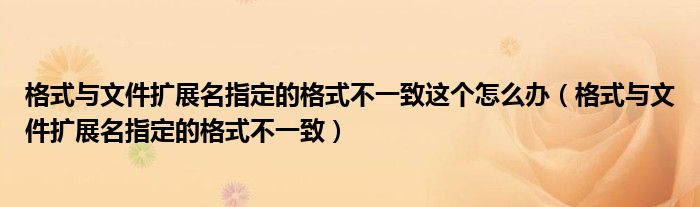 格式与文件扩展名指定的格式不一致这个怎么办（格式与文件扩展名指定的格式不一致）