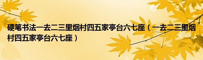 硬笔书法一去二三里烟村四五家亭台六七座（一去二三里烟村四五家亭台六七座）