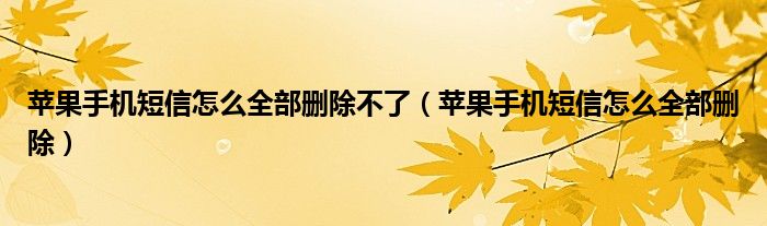 苹果手机短信怎么全部删除不了（苹果手机短信怎么全部删除）