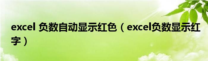 excel 负数自动显示红色（excel负数显示红字）