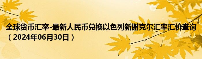 全球货币汇率-最新人民币兑换以色列新谢克尔汇率汇价查询（2024年06月30日）