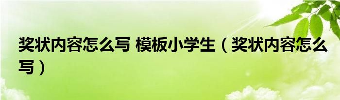 奖状内容怎么写 模板小学生（奖状内容怎么写）