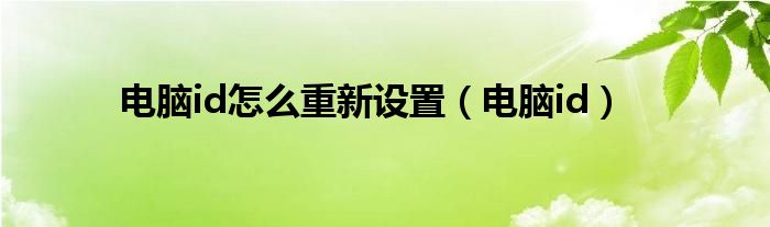 电脑id怎么重新设置（电脑id）