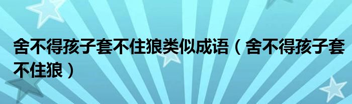 舍不得孩子套不住狼类似成语（舍不得孩子套不住狼）