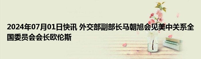 2024年07月01日快讯 外交部副部长马朝旭会见美中关系全国委员会会长欧伦斯