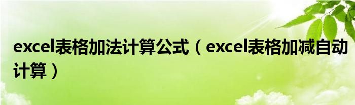 excel表格加法计算公式（excel表格加减自动计算）