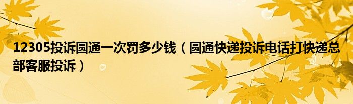 12305投诉圆通一次罚多少钱（圆通快递投诉电话打快递总部客服投诉）