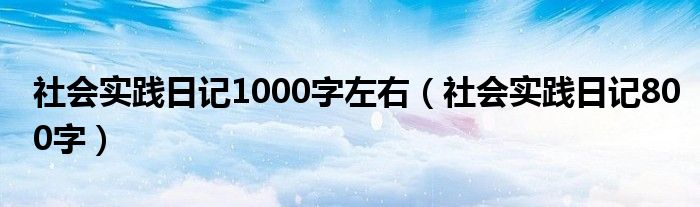 社会实践日记1000字左右（社会实践日记800字）