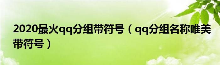 2020最火qq分组带符号（qq分组名称唯美带符号）