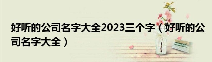 好听的公司名字大全2023三个字（好听的公司名字大全）