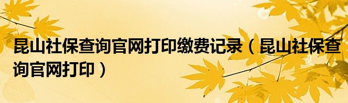 昆山社保查询官网打印缴费记录（昆山社保查询官网打印）